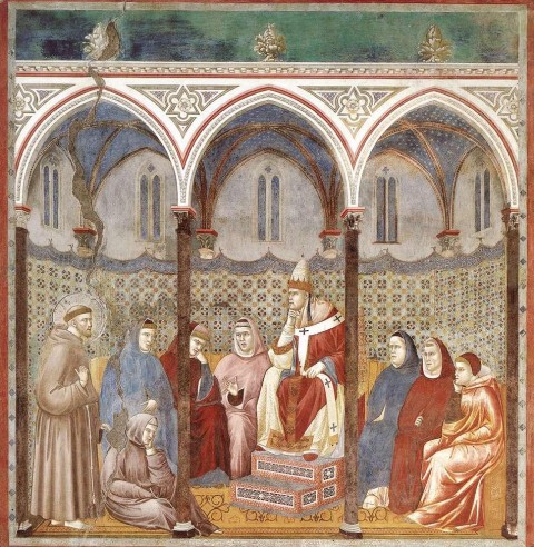 Giotto_di_Bondone_-_Legend_of_St_Francis_-_17._St_Francis_Preaching_before_Honorius_III_-_WGA09141