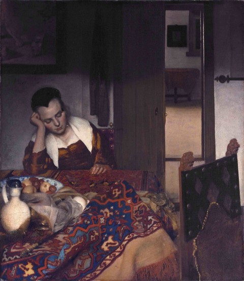 A Maid Asleep *oil on canvas *87.6 x 76.5 cm *signed c.l.: I·VMeer·