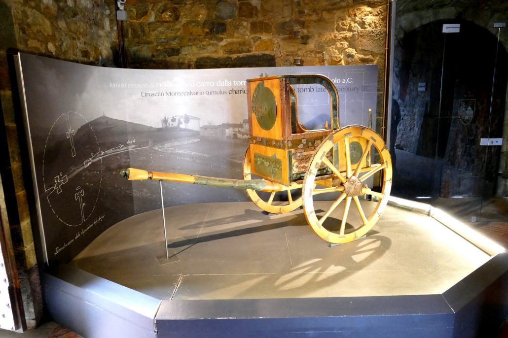 1000323 Etruscan war chariot reconstructed from brass at dig